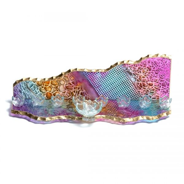 Mountain glass Menorah colorful