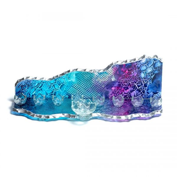 Mountain glass Menorah blue