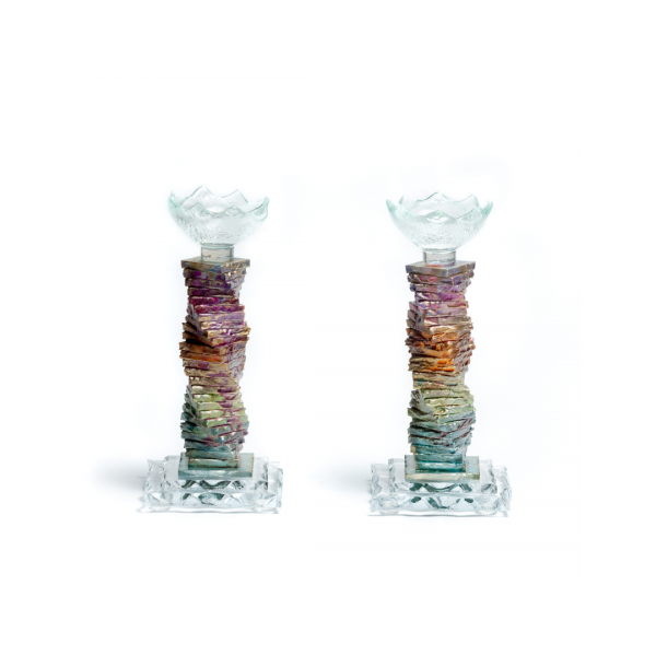 Spiral glass candlesticks